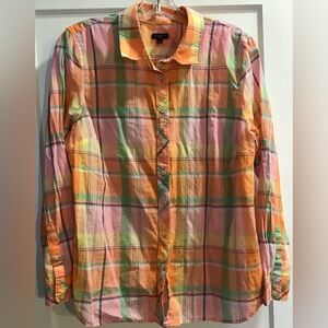 Talbots petite orange pink button down blouse size XLP